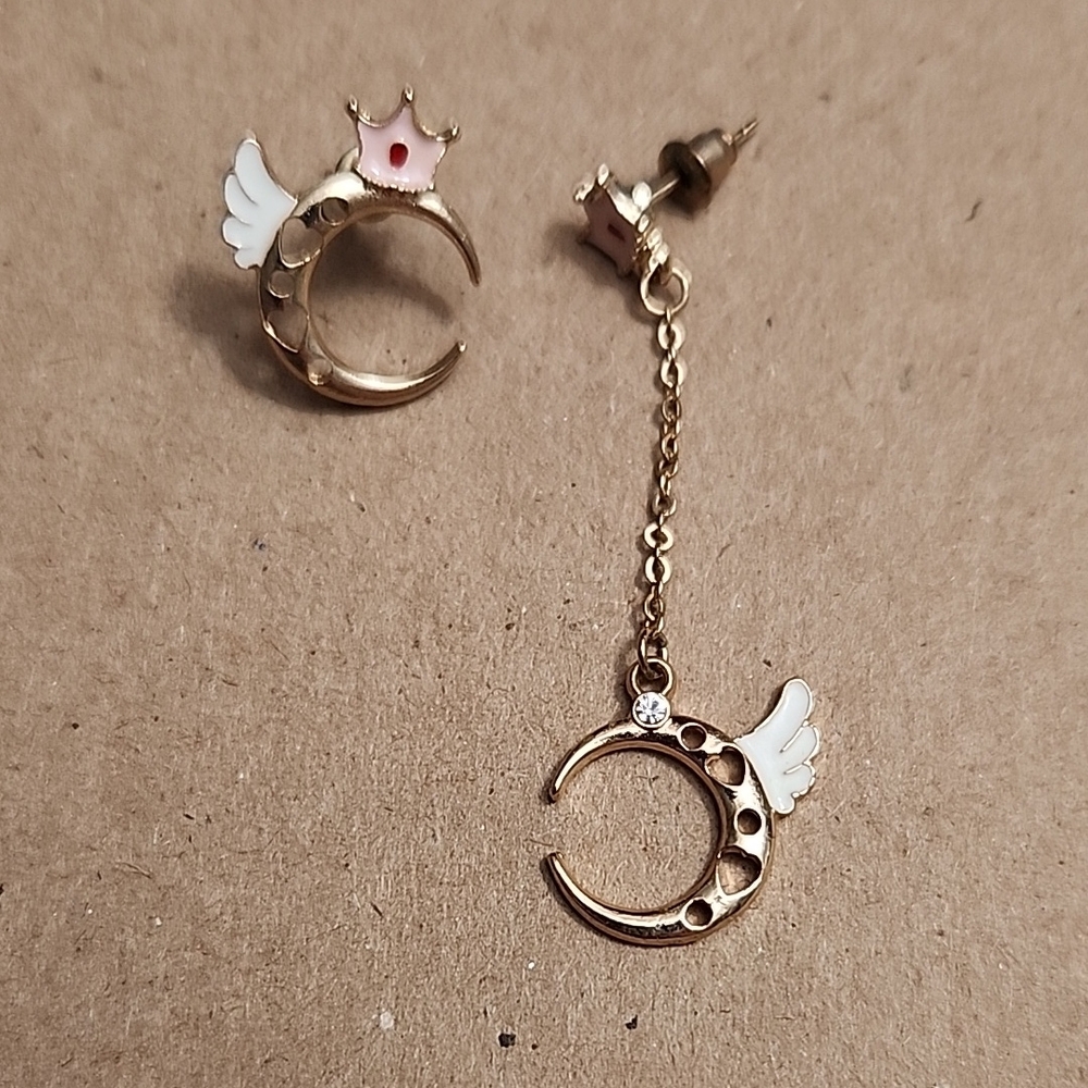 Gold Moon Wing Earrings
